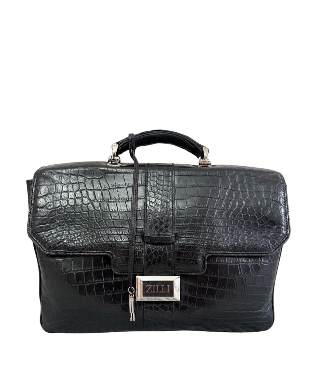 ZILLI Черный портфель из экзотической кожи, фото 1