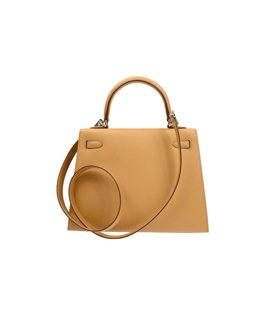 HERMES Коричневая кожаная сумка с короткими ручками, фото 3