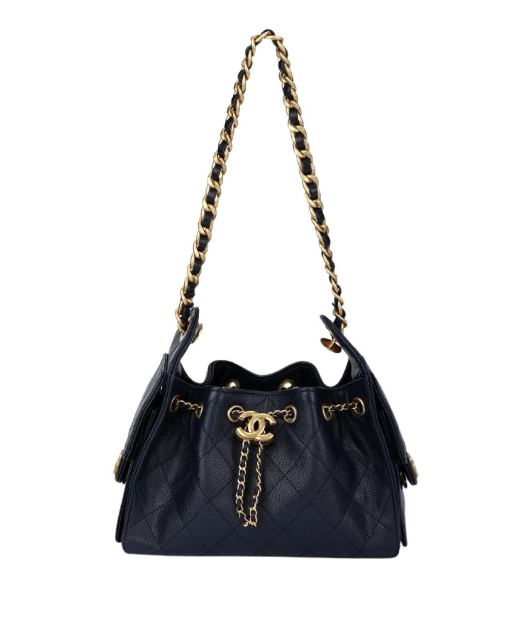 CHANEL Темно-синяя кожаная сумка через плечо, фото 1