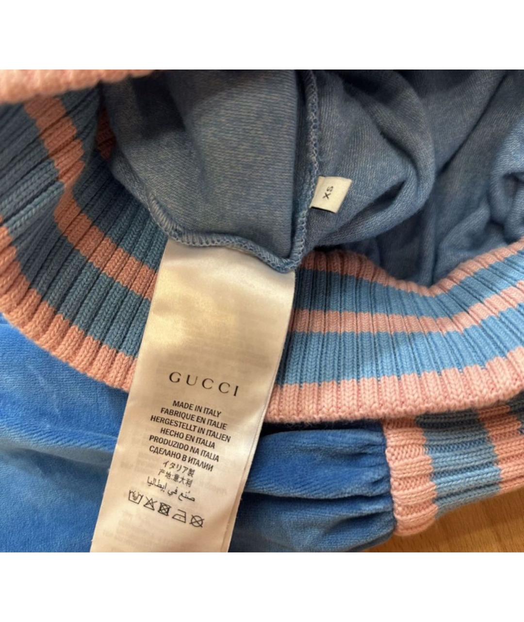 GUCCI Голубой велюровый спортивные костюмы, фото 5