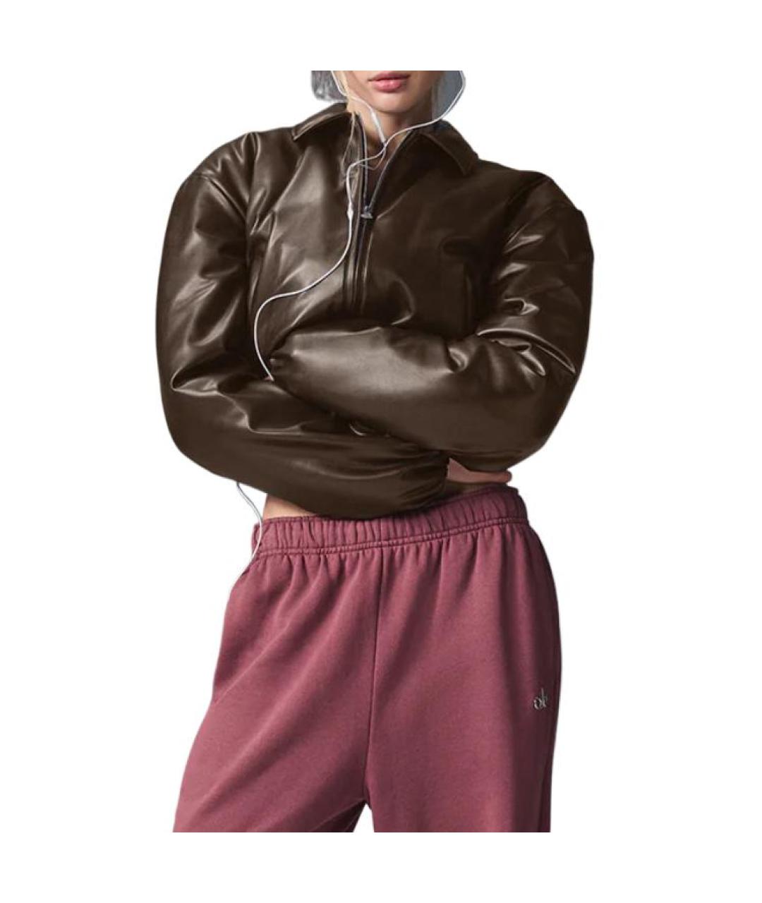 ALO YOGA Коричневая кожаная куртка, фото 3