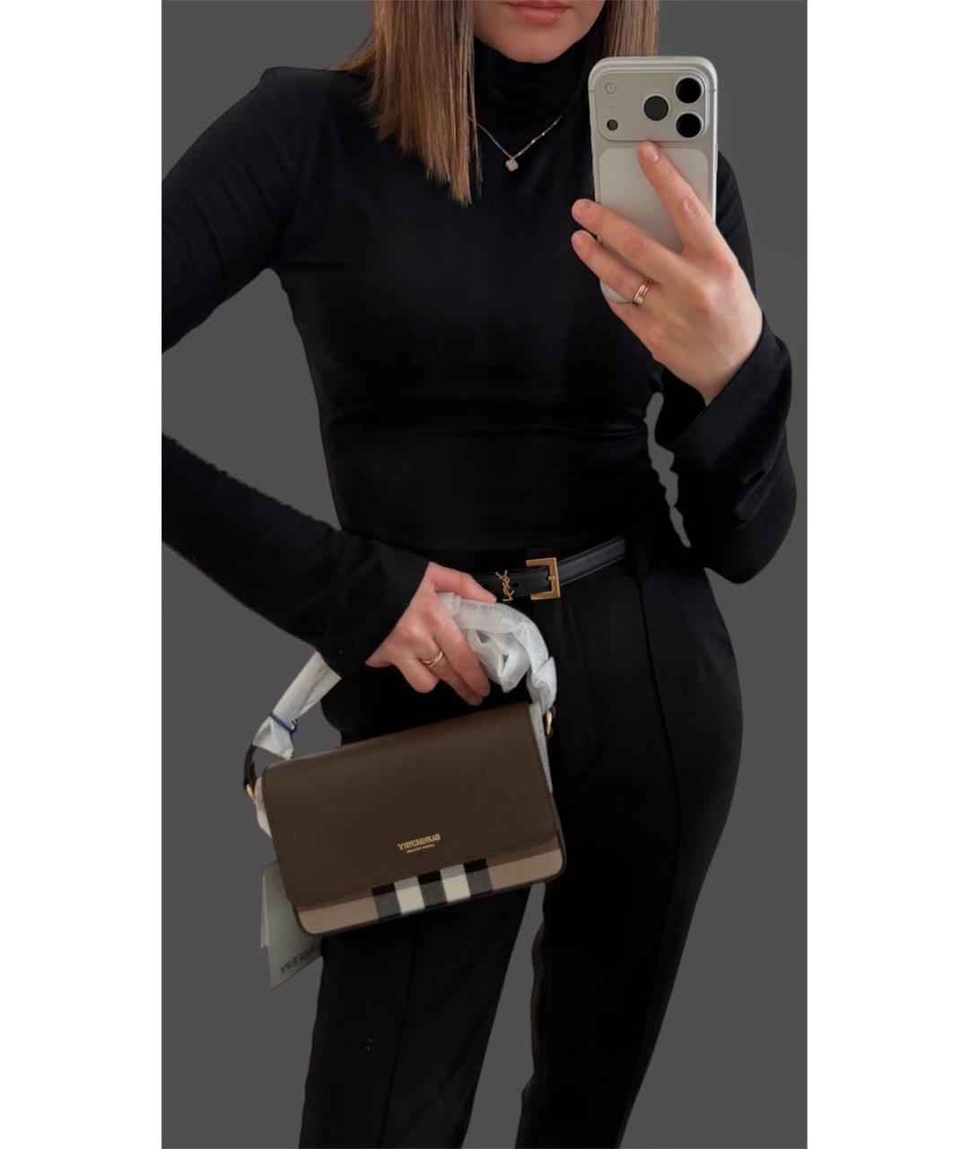 BURBERRY Коричневая кожаная сумка через плечо, фото 8