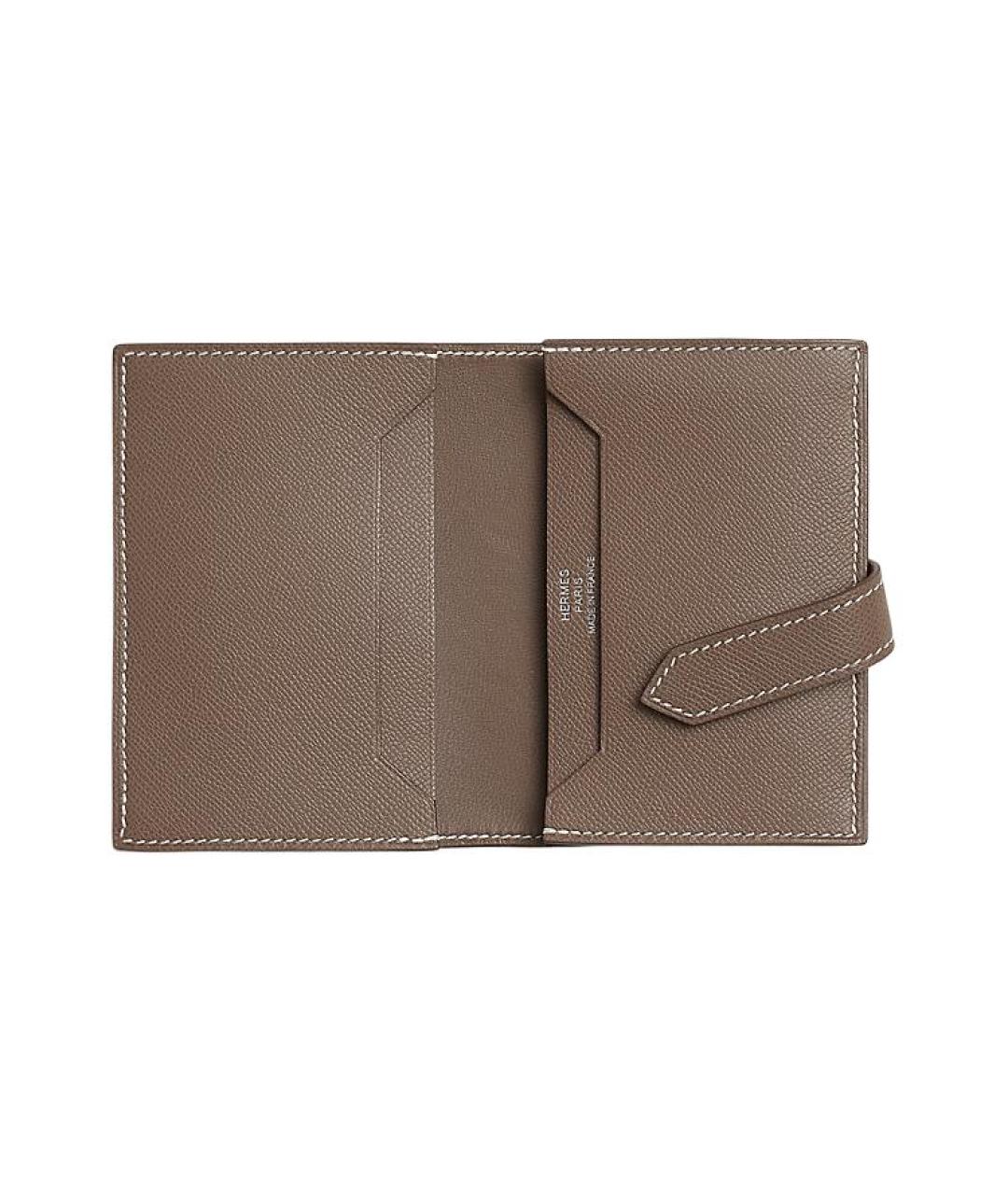 HERMES Серый кожаный кардхолдер, фото 2