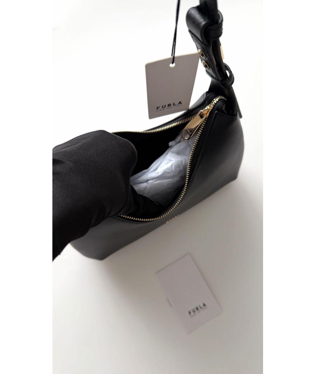 FURLA Черная кожаная сумка с короткими ручками, фото 5
