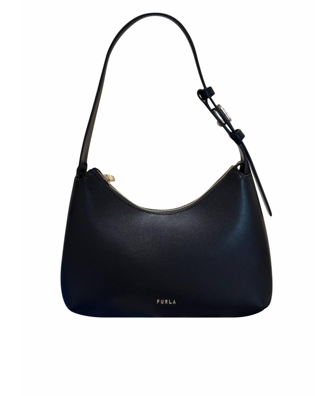 FURLA Черная кожаная сумка с короткими ручками, фото 1