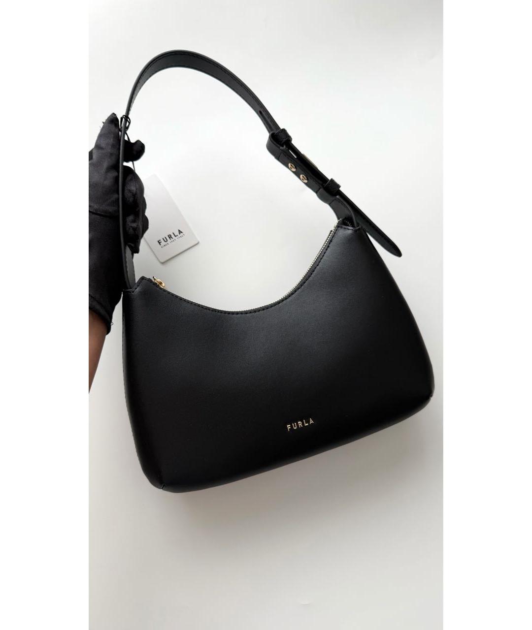 FURLA Черная кожаная сумка с короткими ручками, фото 2