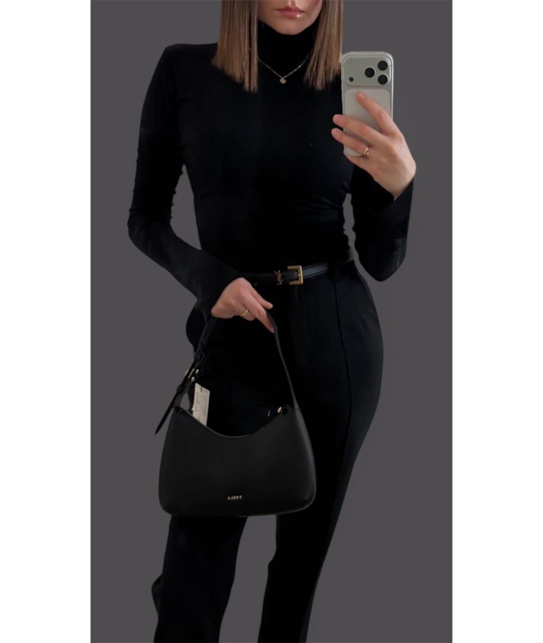 FURLA Черная кожаная сумка с короткими ручками, фото 8