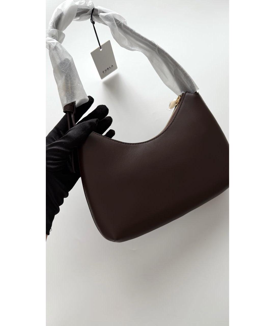 FURLA Коричневая кожаная сумка с короткими ручками, фото 6