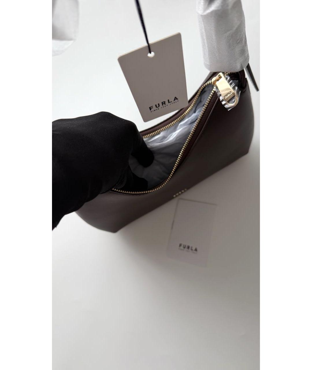 FURLA Коричневая кожаная сумка с короткими ручками, фото 5