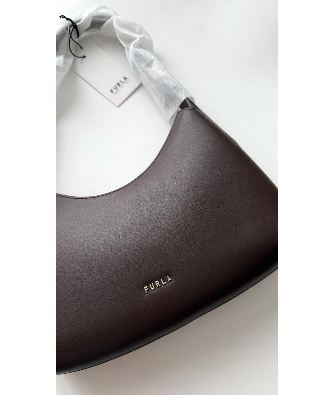 FURLA Коричневая кожаная сумка с короткими ручками, фото 2