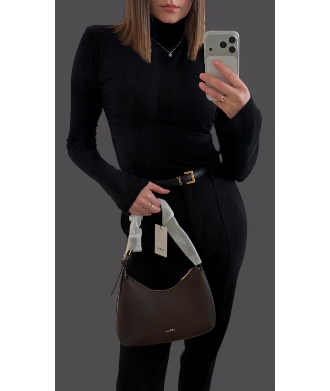 FURLA Коричневая кожаная сумка с короткими ручками, фото 7