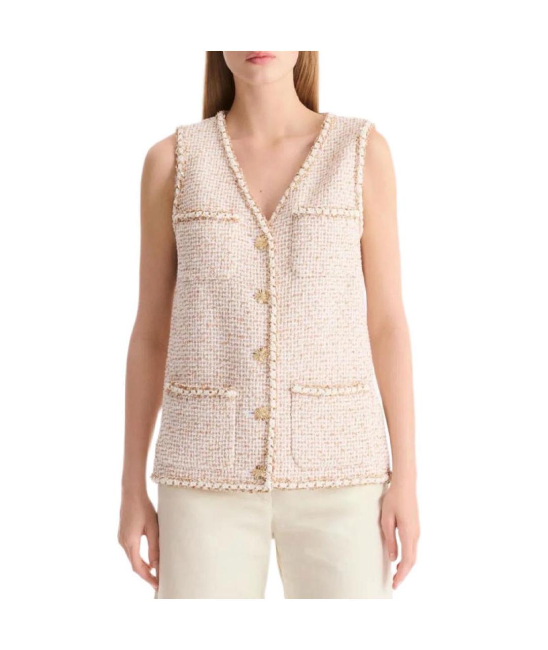 CHANEL Розовый твидовый жилет, фото 4