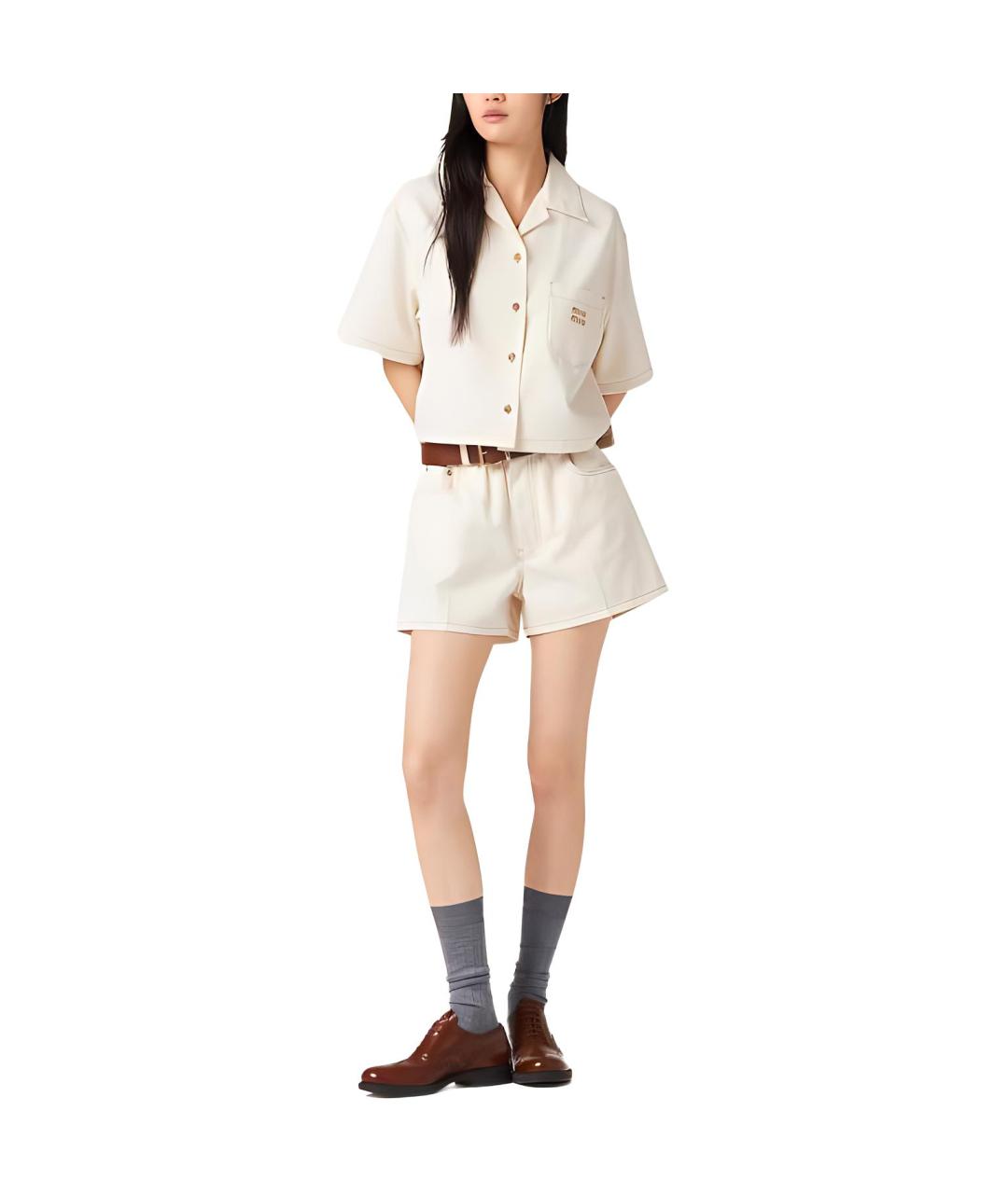 MIU MIU Бежевая рубашка, фото 2