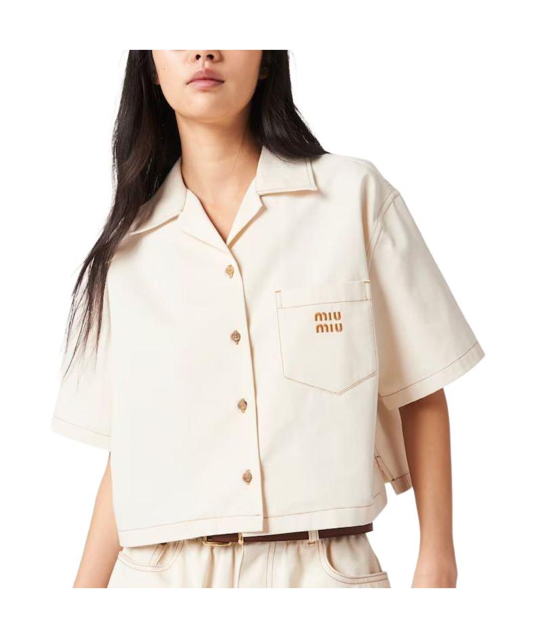 MIU MIU Бежевая рубашка, фото 4
