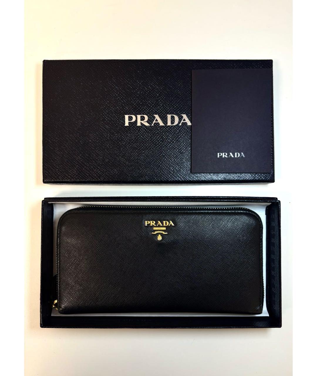 PRADA Черный кожаный кошелек, фото 4