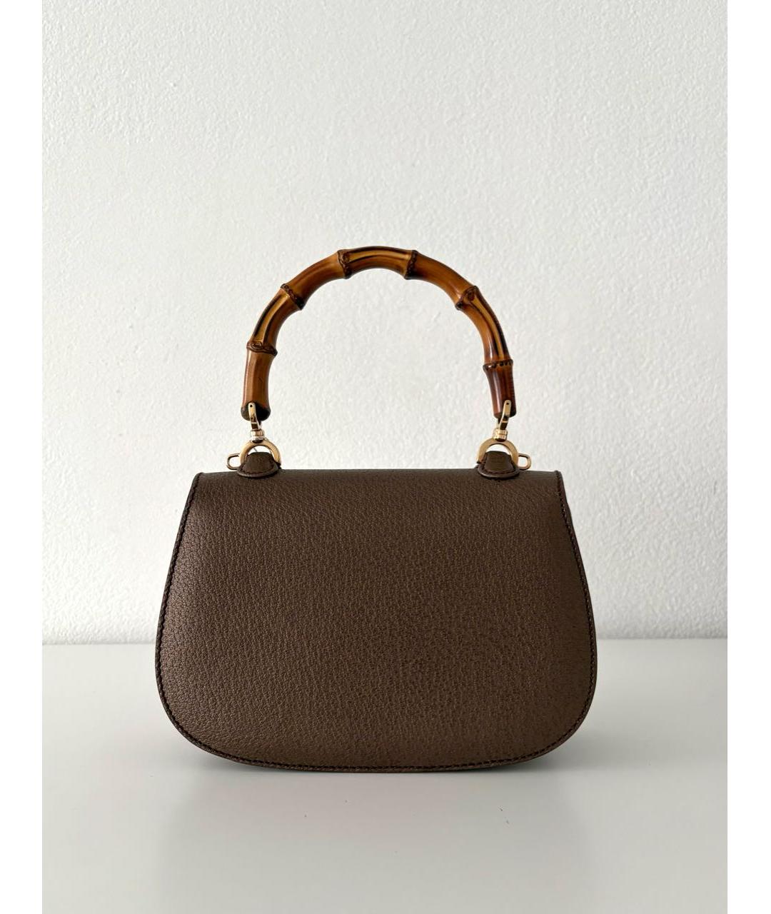 GUCCI Коричневая кожаная сумка с короткими ручками, фото 3