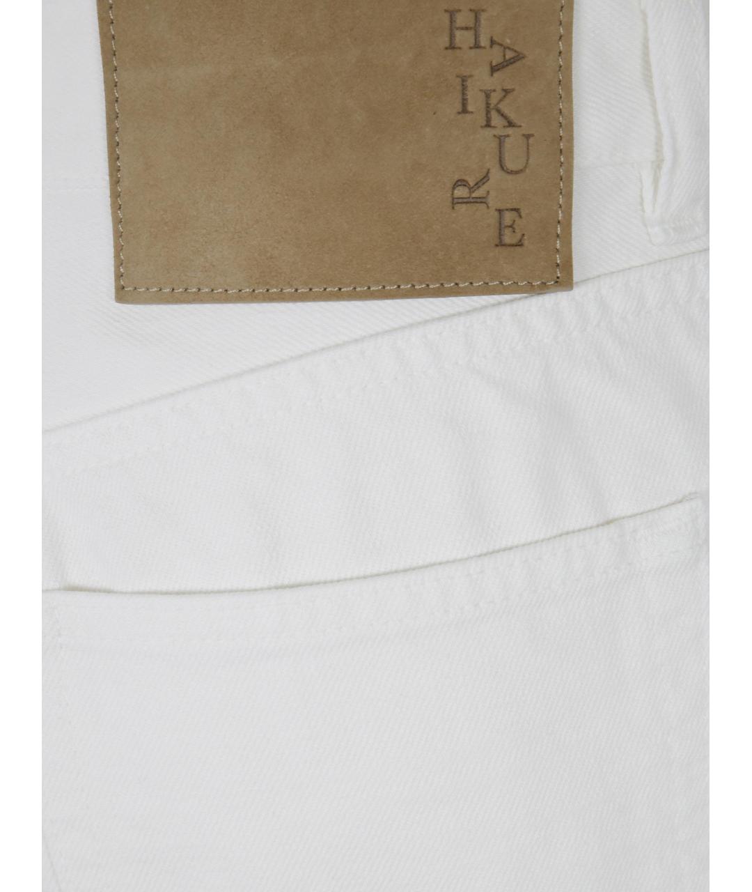 HAIKURE Белые хлопковые прямые джинсы, фото 3