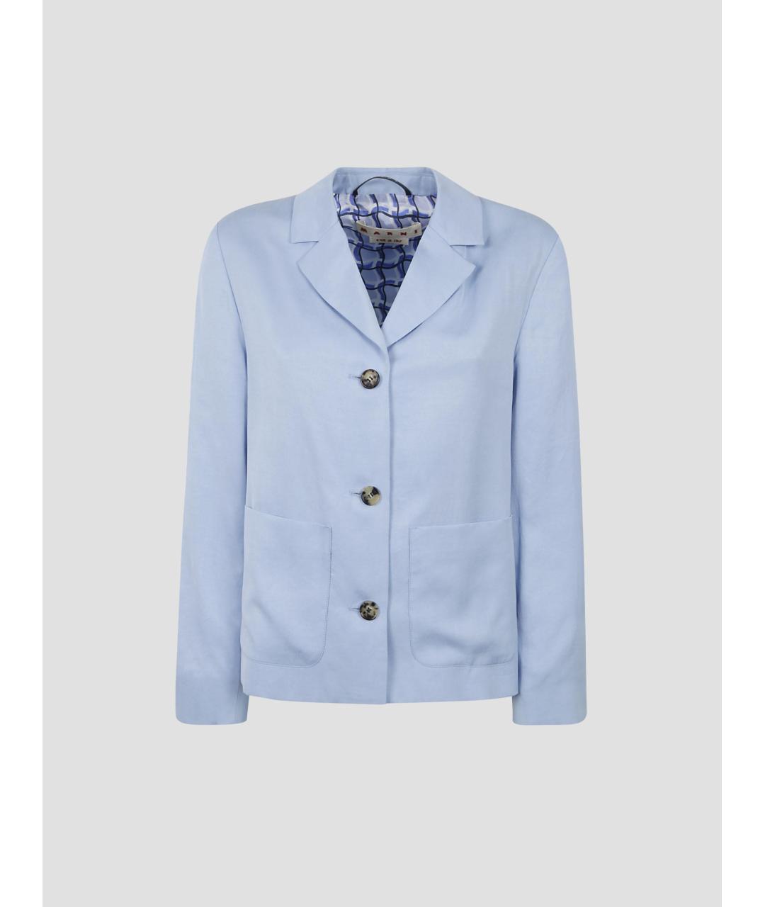 MARNI Голубой атласный жакет/пиджак, фото 4