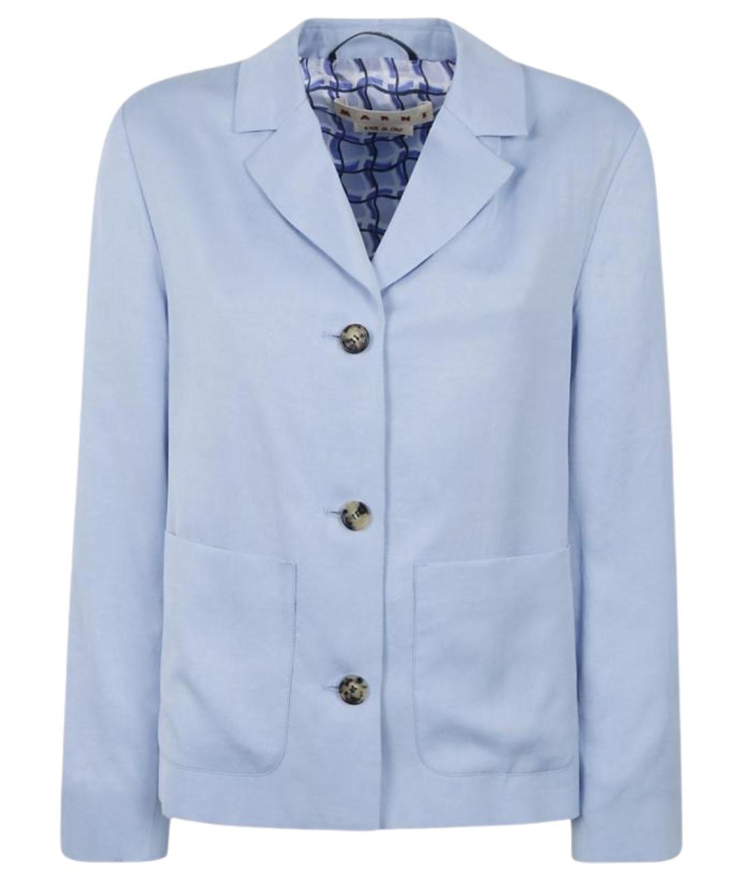 MARNI Голубой атласный жакет/пиджак, фото 1