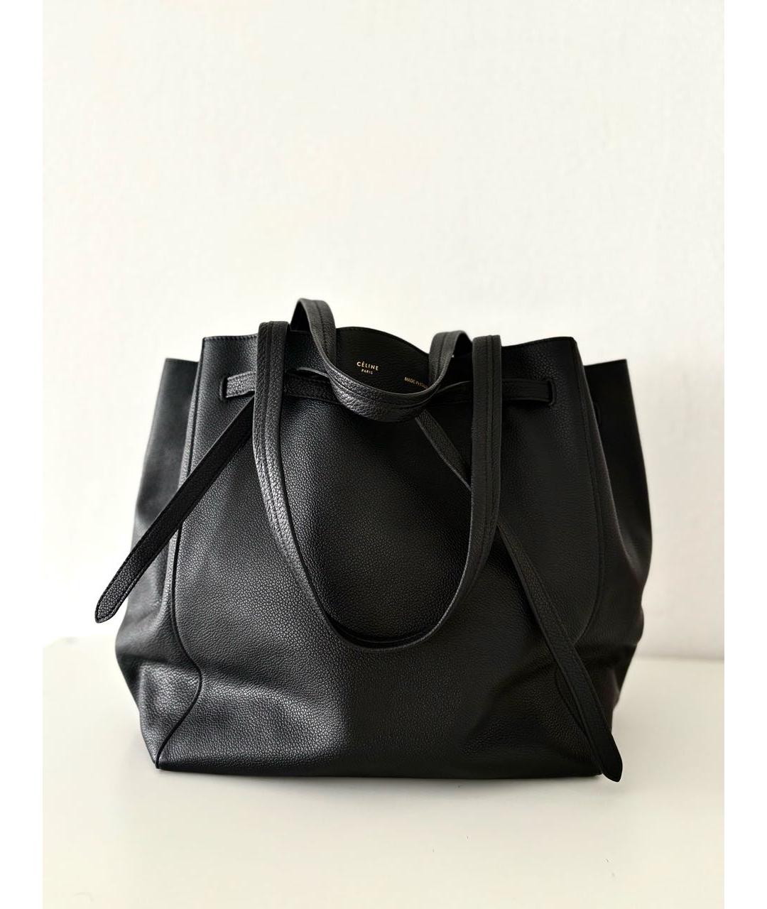 CELINE Черная кожаная сумка тоут, фото 7
