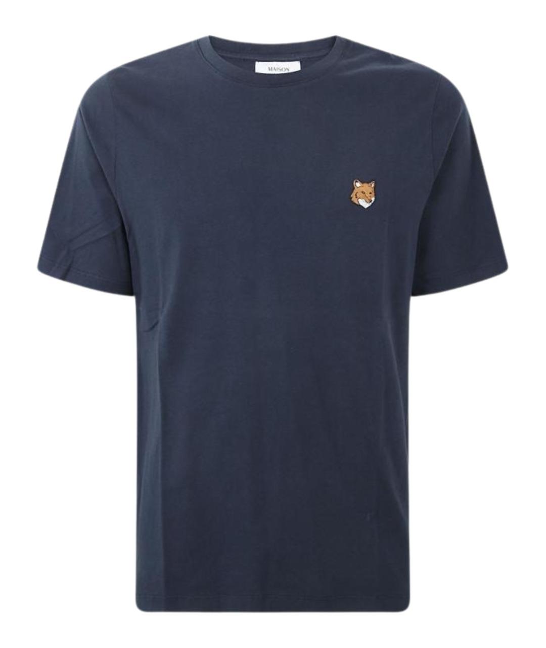 MAISON KITSUNE Синяя хлопковая футболка, фото 1