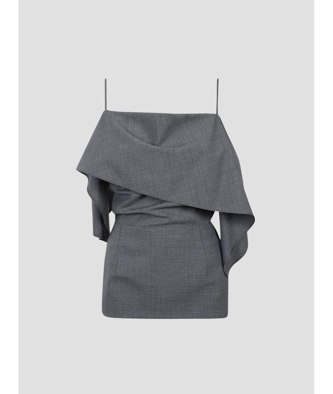 MM6 MAISON MARGIELA Серая полиэстеровая блузы, фото 4