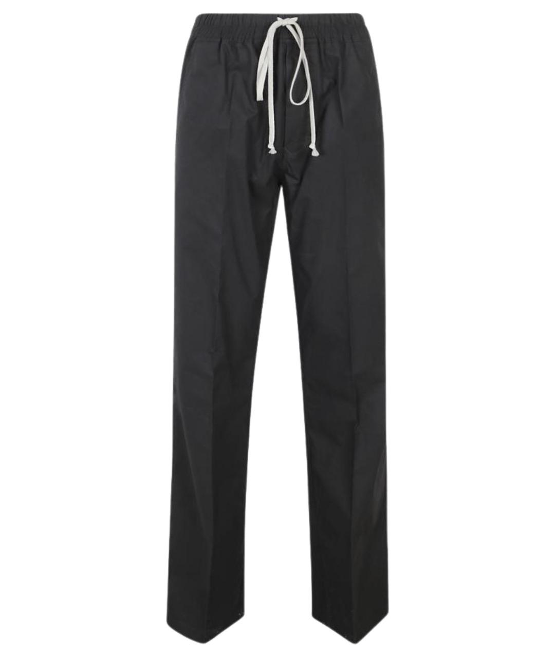 RICK OWENS Черные хлопковые прямые брюки, фото 1