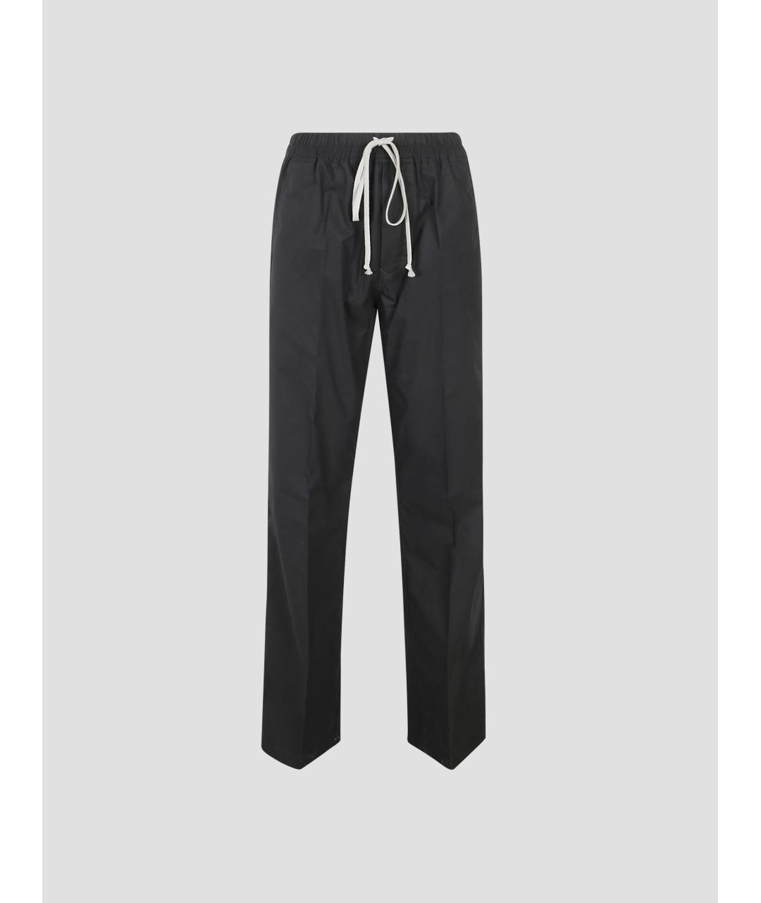 RICK OWENS Черные хлопковые прямые брюки, фото 4