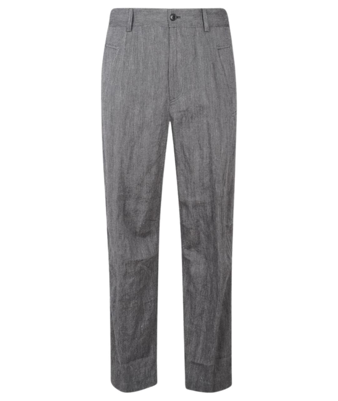 DRIES VAN NOTEN Серые хлопковые классические брюки, фото 1