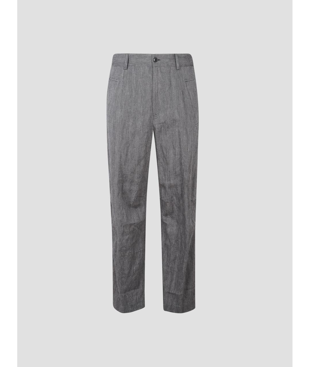 DRIES VAN NOTEN Серые хлопковые классические брюки, фото 4