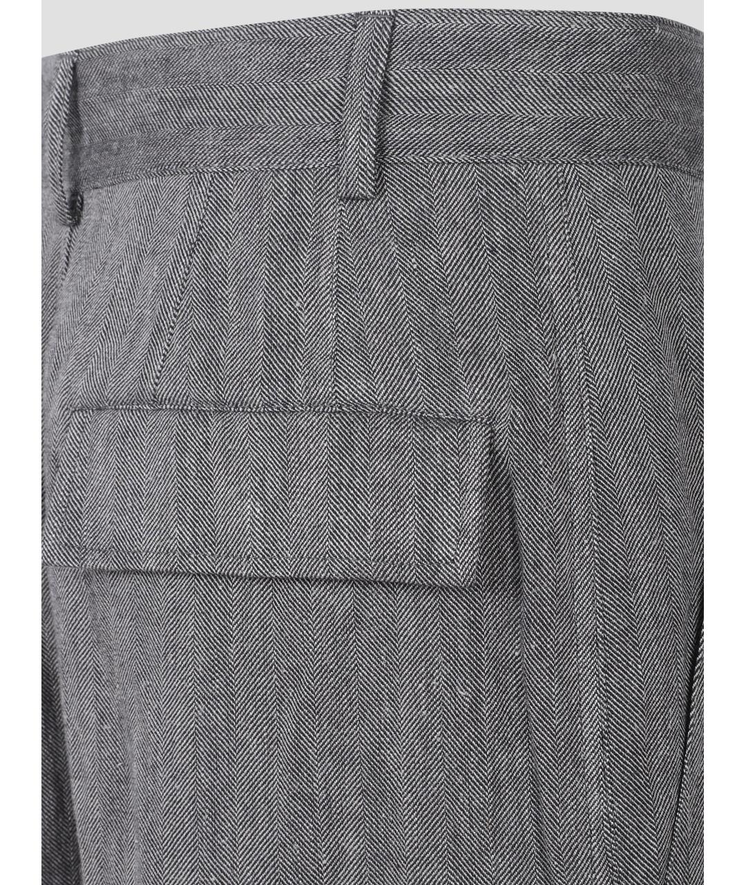 DRIES VAN NOTEN Серые хлопковые классические брюки, фото 3