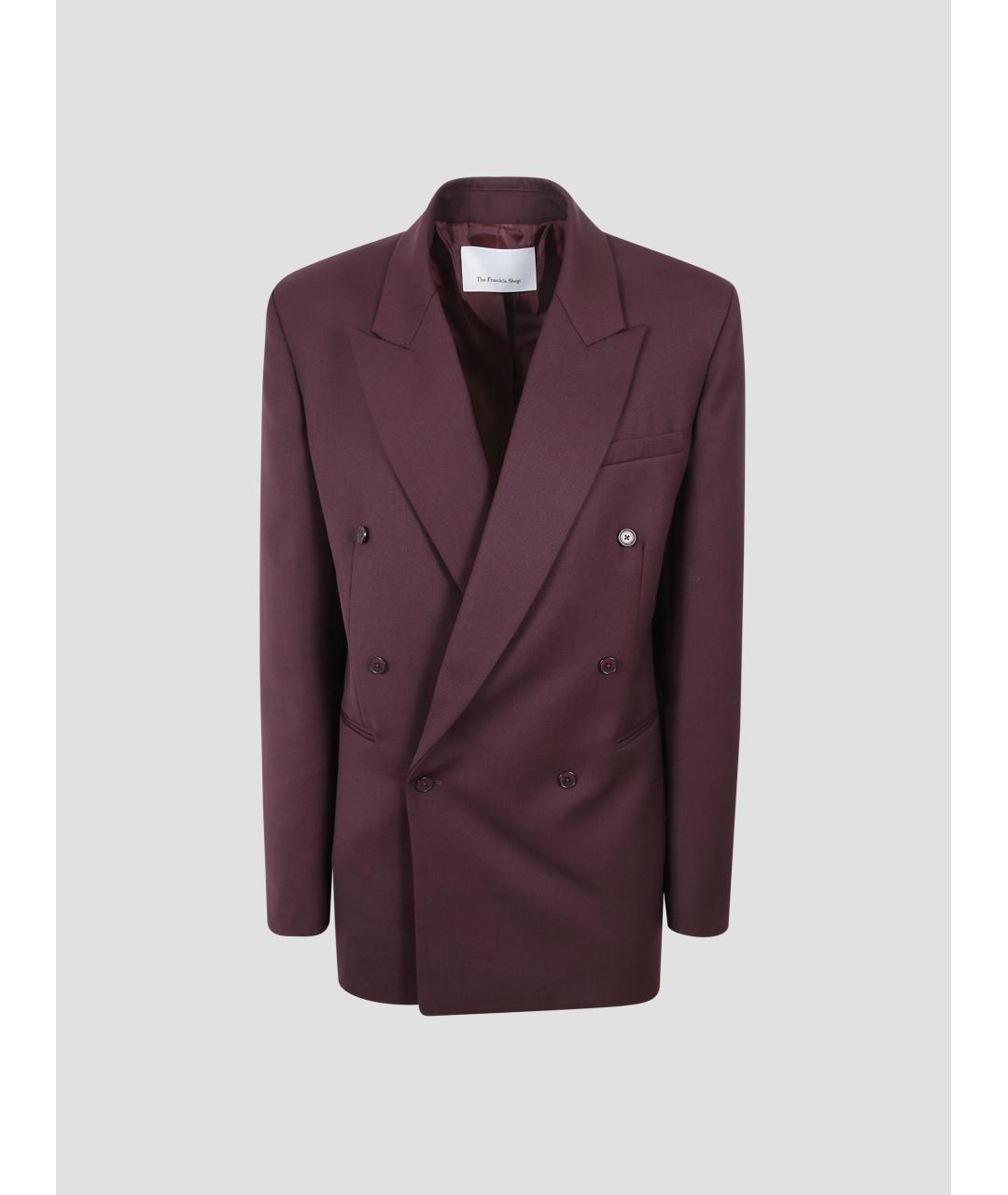 THE FRANKIE SHOP Бордовый шерстяной жакет/пиджак, фото 4