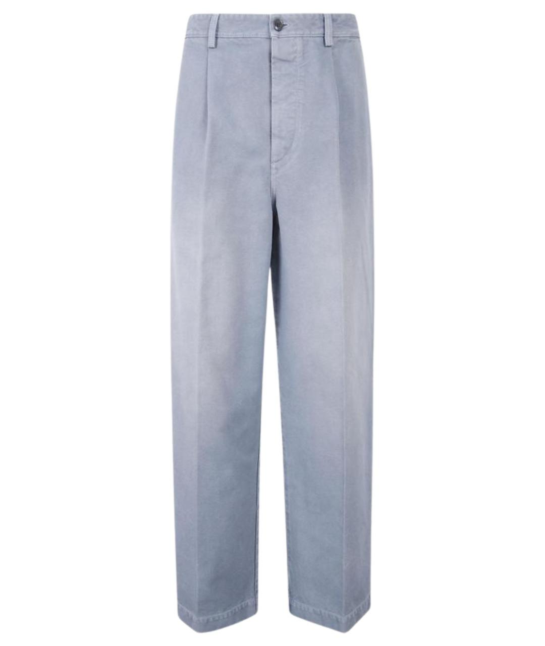 MARNI Голубые хлопковые брюки чинос, фото 1