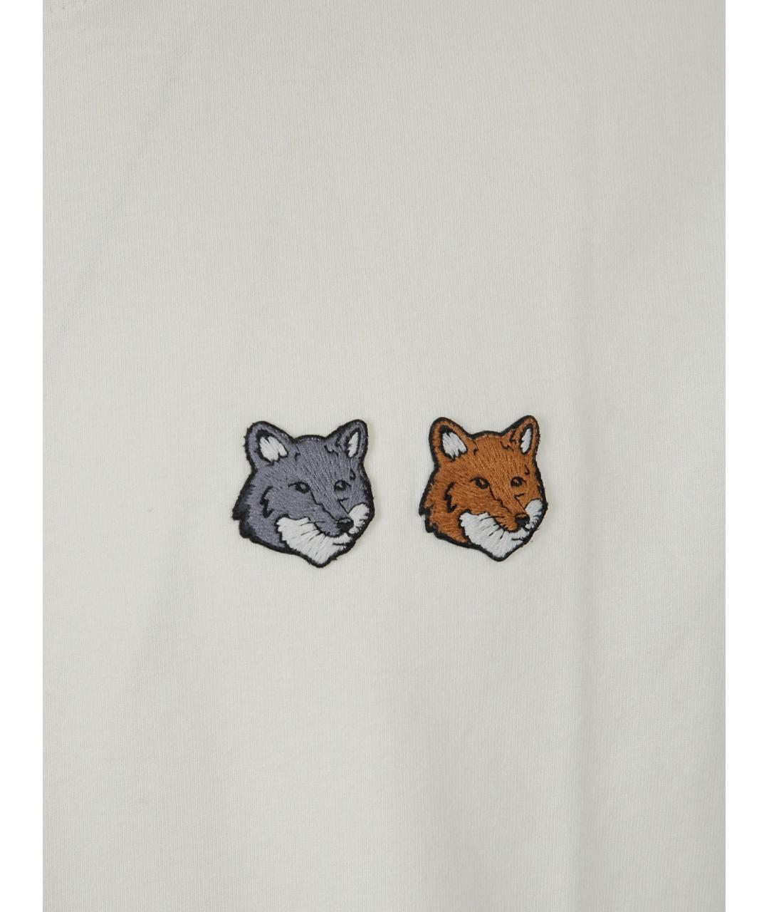 MAISON KITSUNE Бежевая хлопковая футболка, фото 3