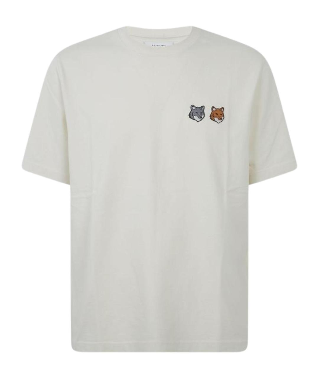 MAISON KITSUNE Бежевая хлопковая футболка, фото 1