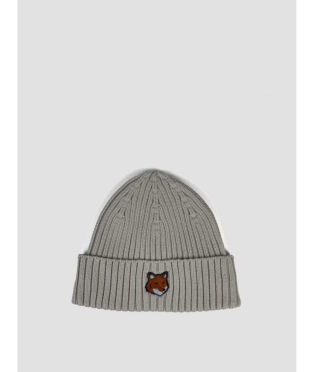 MAISON KITSUNE Бежевая хлопковая шапка, фото 3