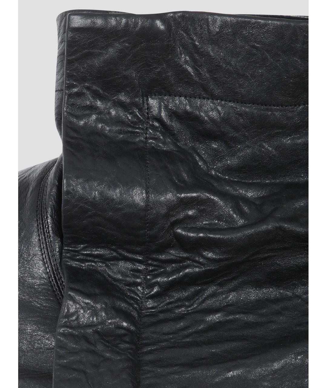 RICK OWENS Черная кожаная куртка, фото 2