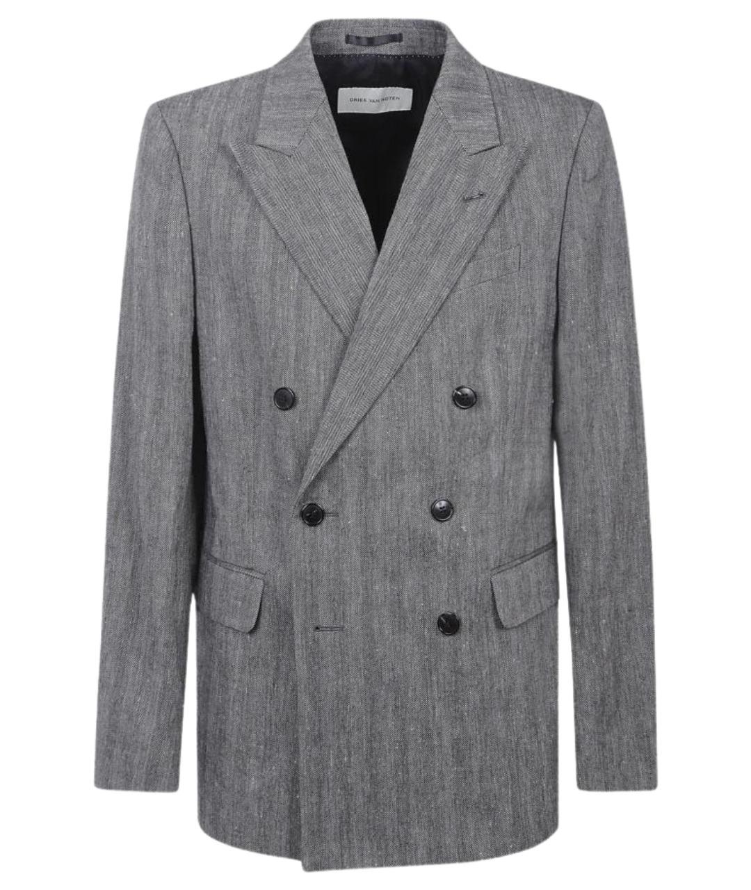 DRIES VAN NOTEN Серый хлопковый пиджак, фото 1