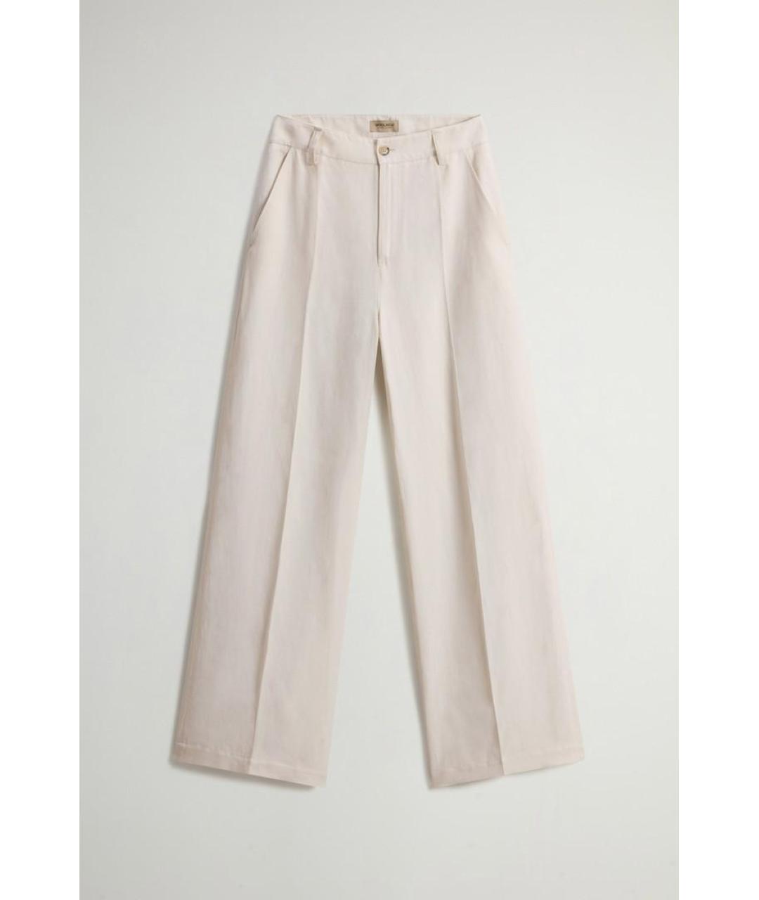 WOOLRICH Белые льняные прямые брюки, фото 3