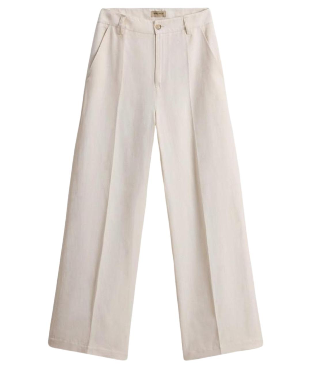 WOOLRICH Белые льняные прямые брюки, фото 1