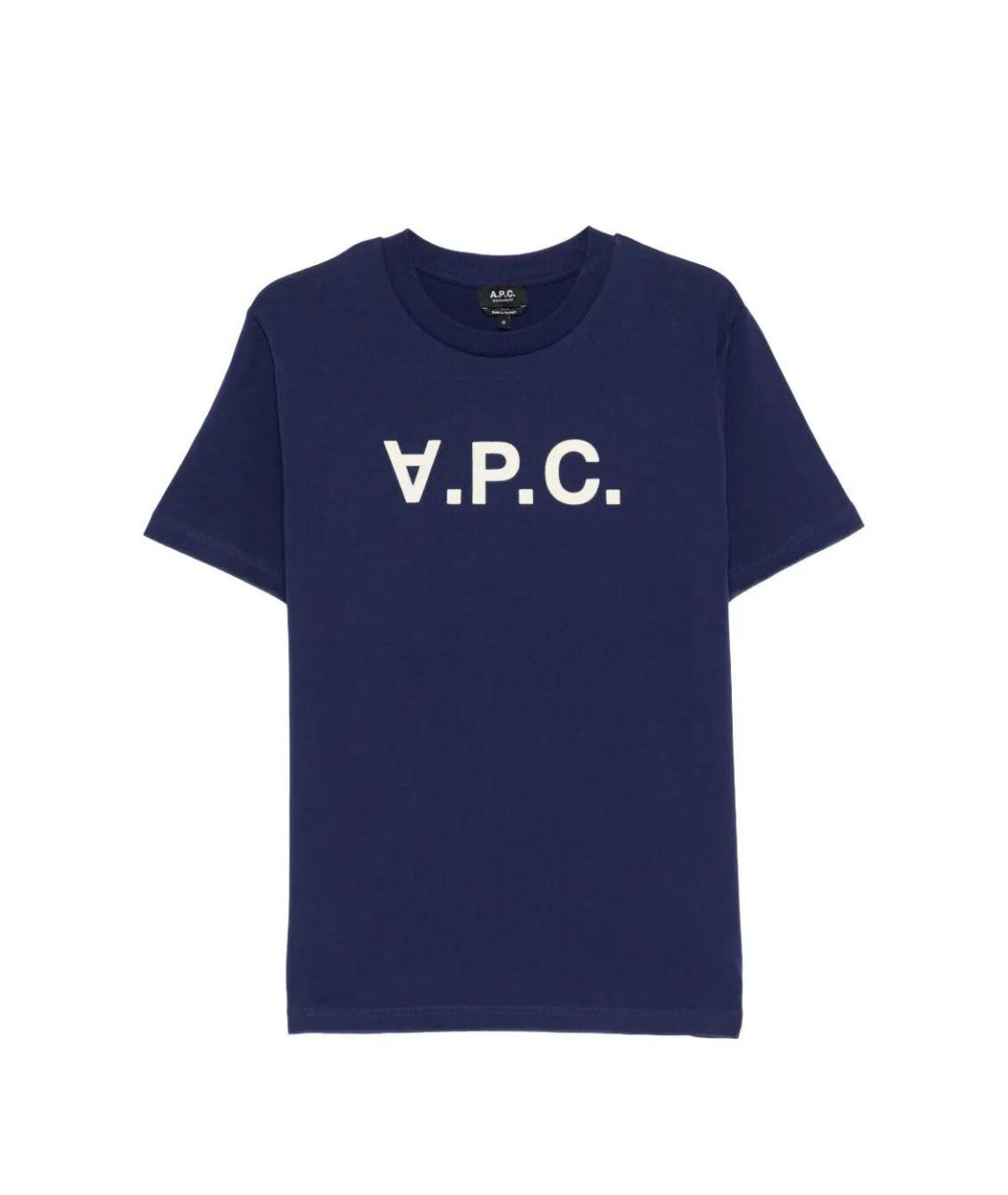 A.P.C. Темно-синяя хлопковая футболка, фото 1
