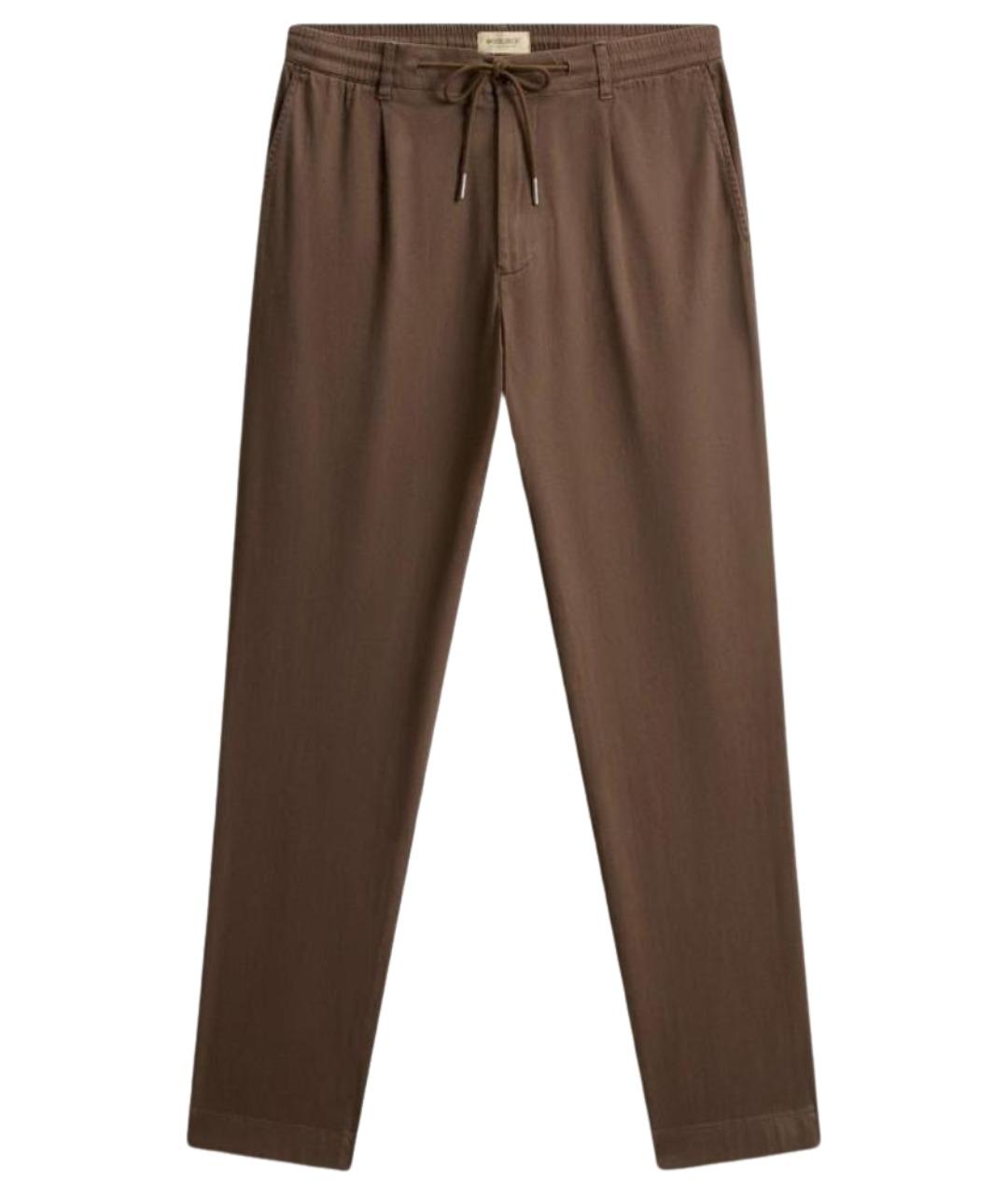 WOOLRICH Коричневые льняные классические брюки, фото 1