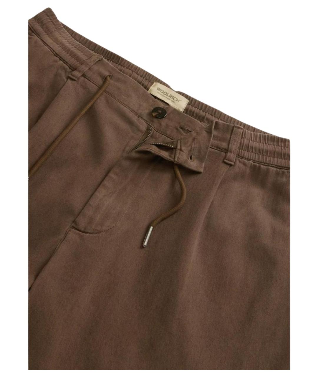 WOOLRICH Коричневые льняные классические брюки, фото 2
