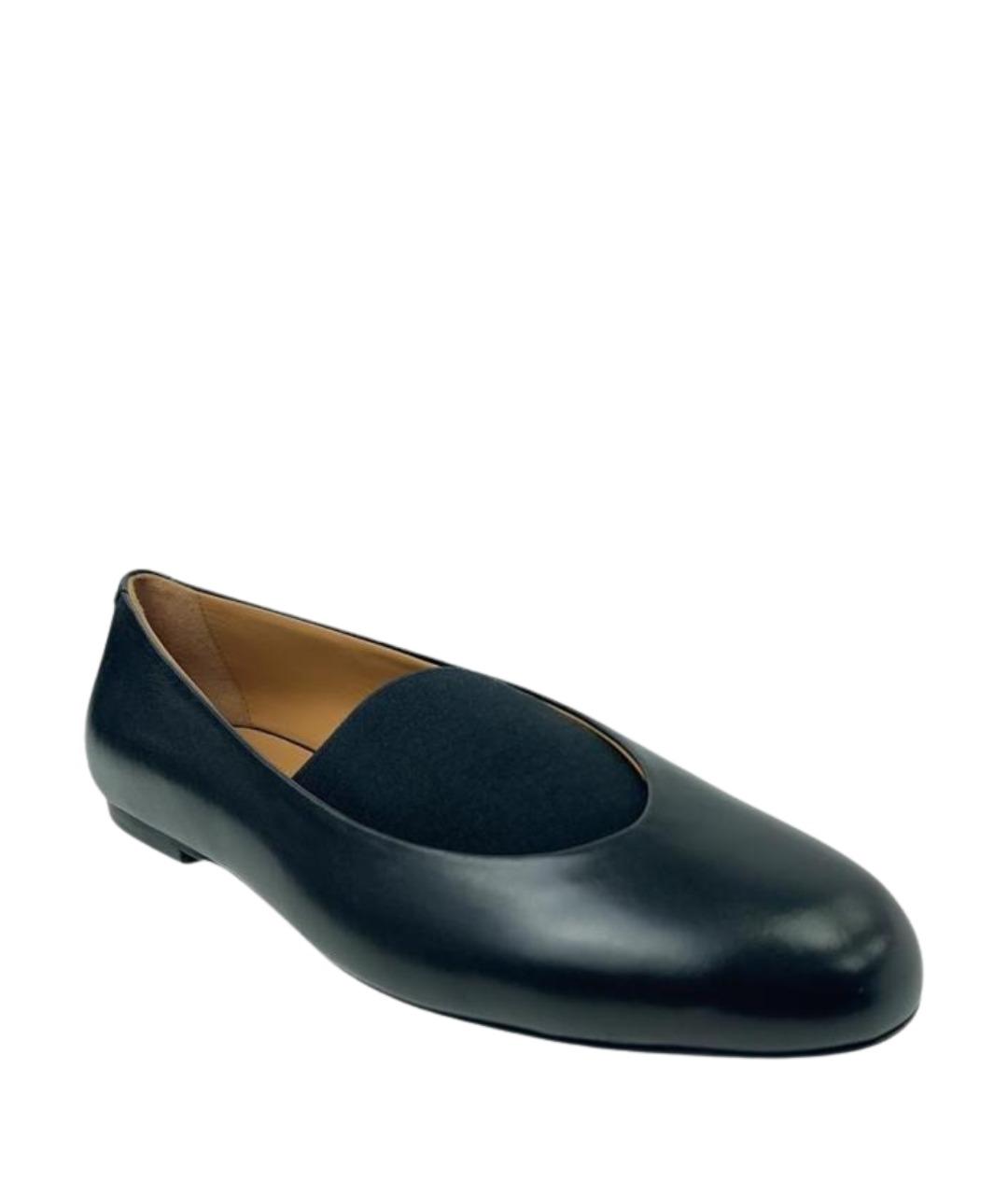 JIL SANDER Черные кожаные балетки, фото 3