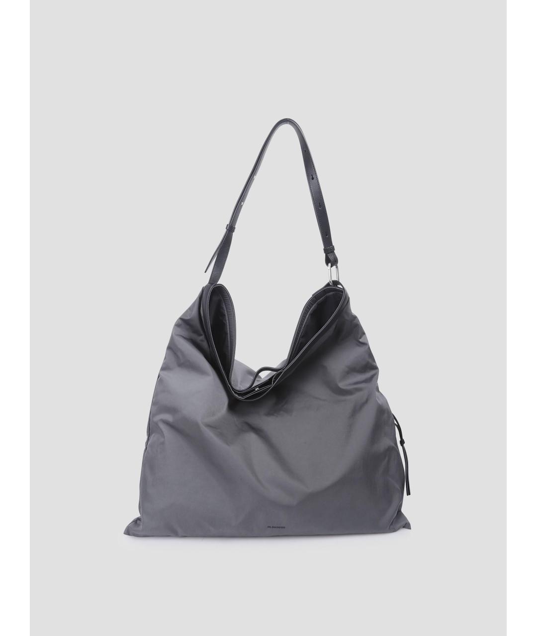 JIL SANDER Серая тканевая сумка на плечо, фото 4