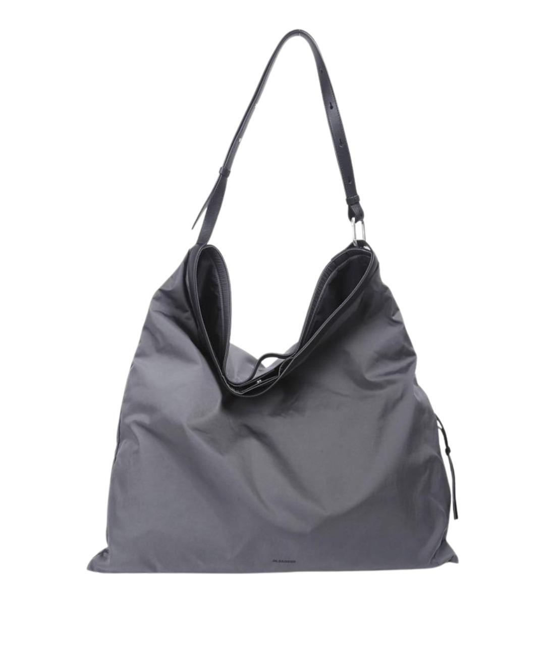 JIL SANDER Серая тканевая сумка на плечо, фото 1