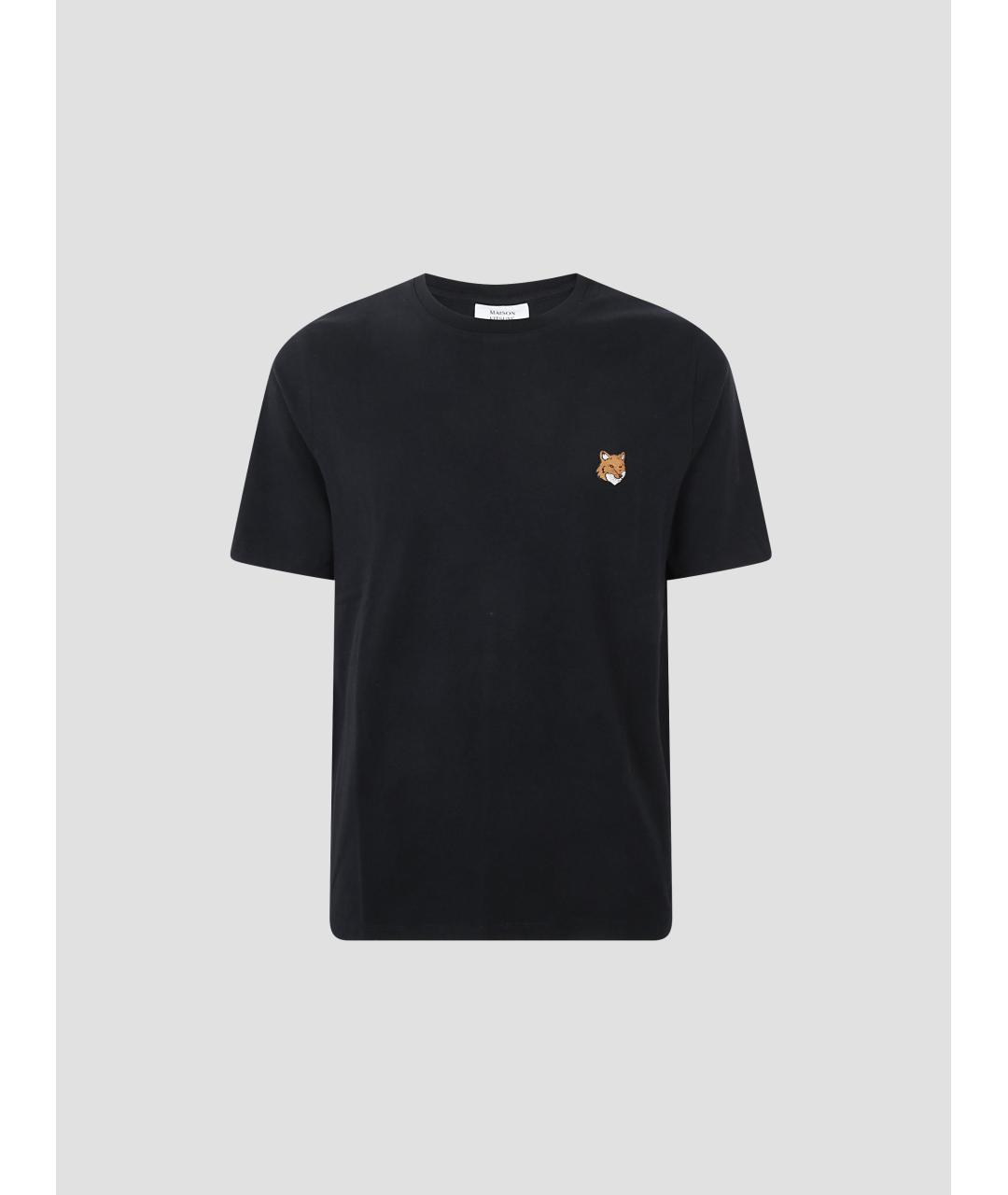 MAISON KITSUNE Черная хлопковая футболка, фото 4