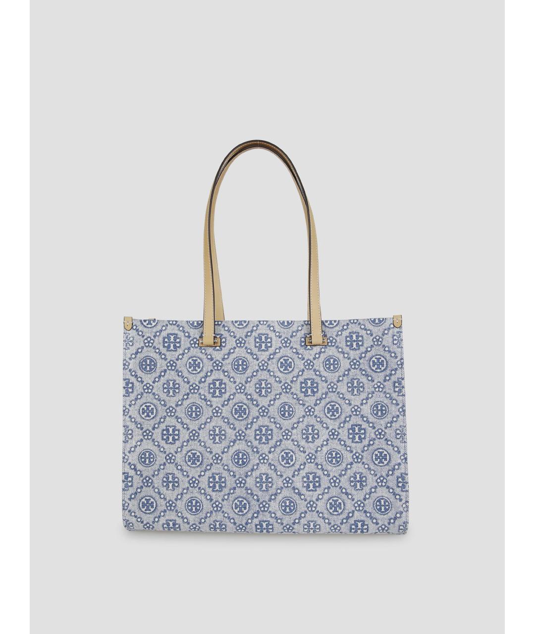 TORY BURCH Синяя тканевая сумка тоут, фото 3