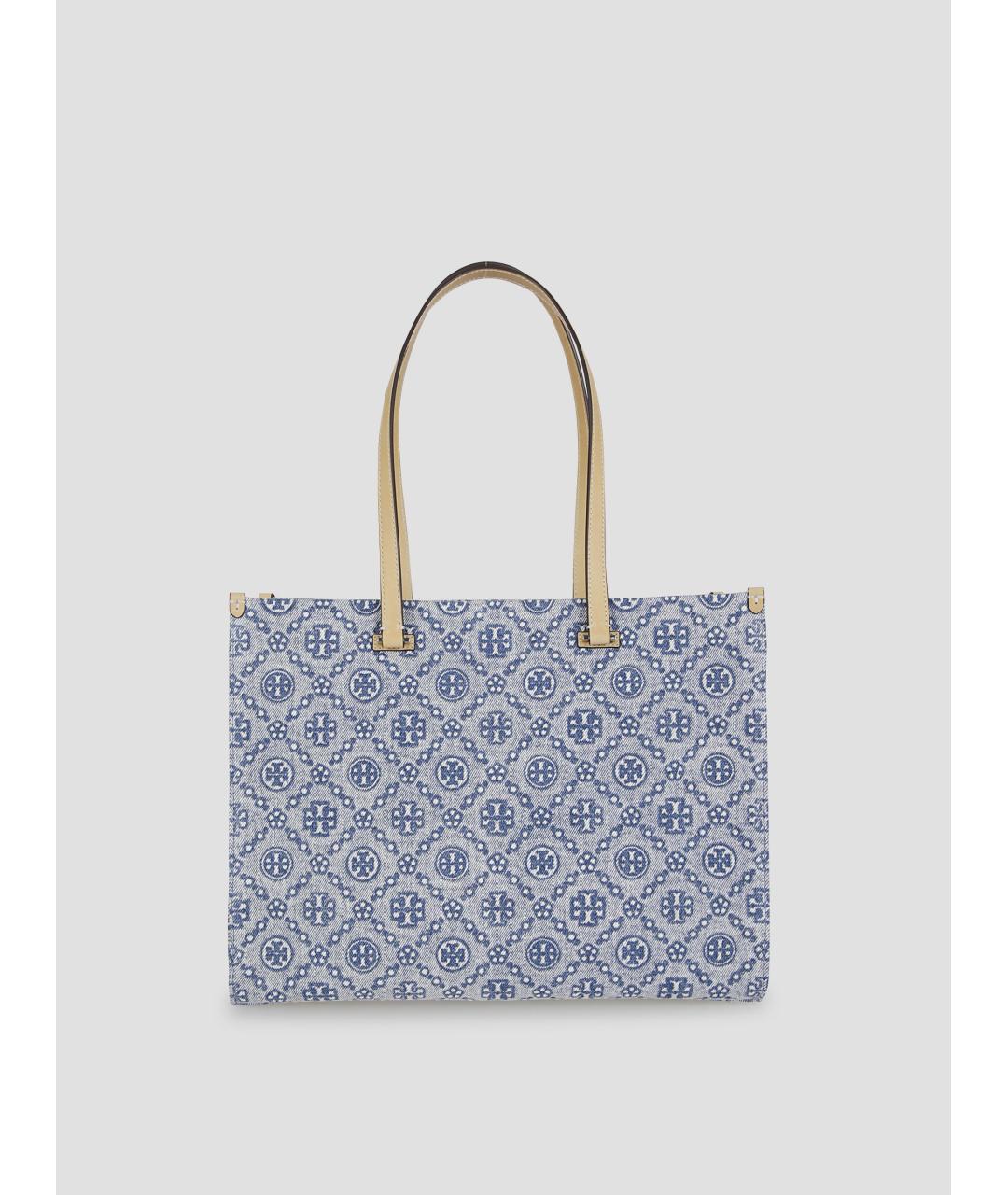 TORY BURCH Синяя тканевая сумка тоут, фото 4