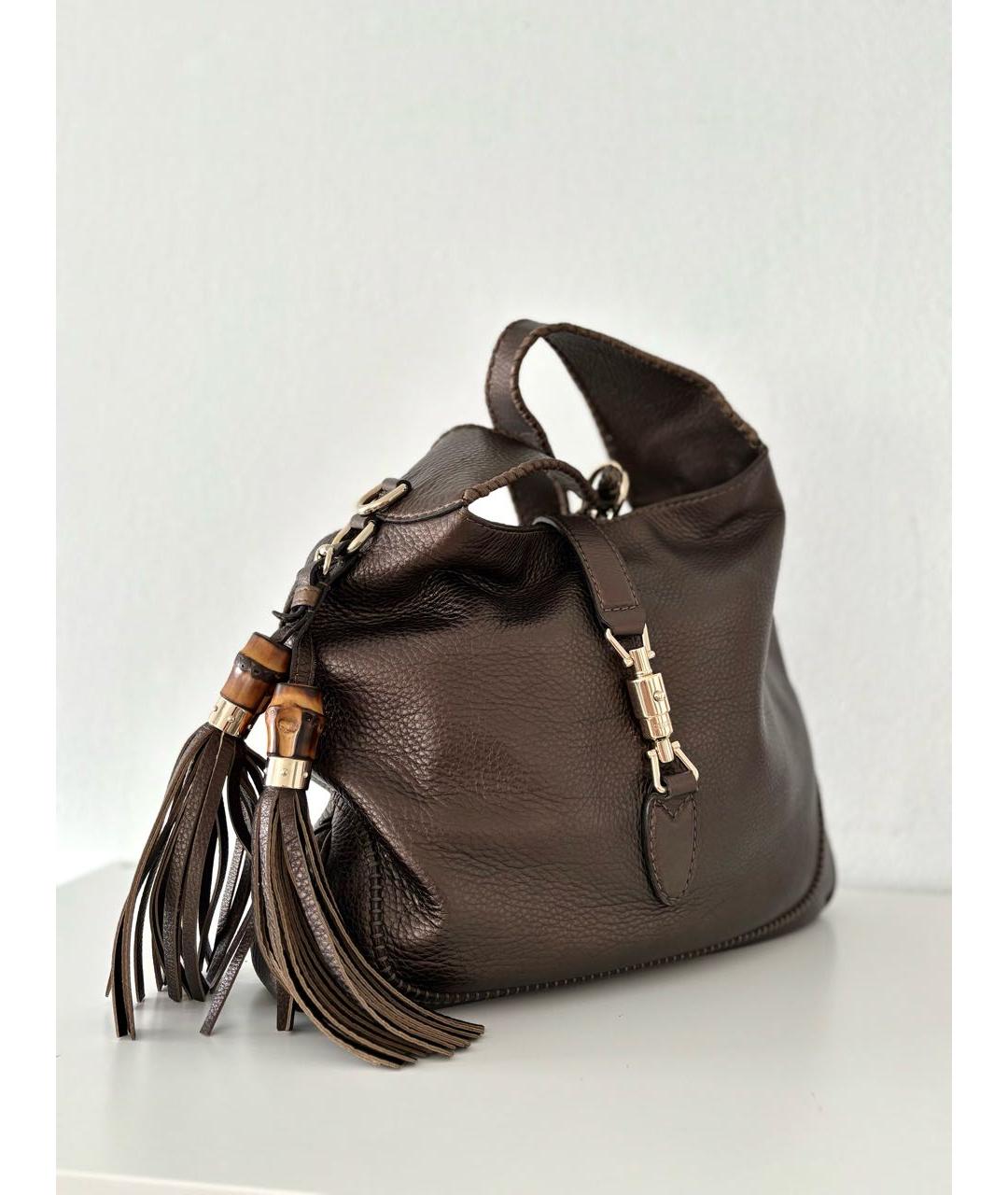 GUCCI Коричневая кожаная сумка через плечо, фото 2